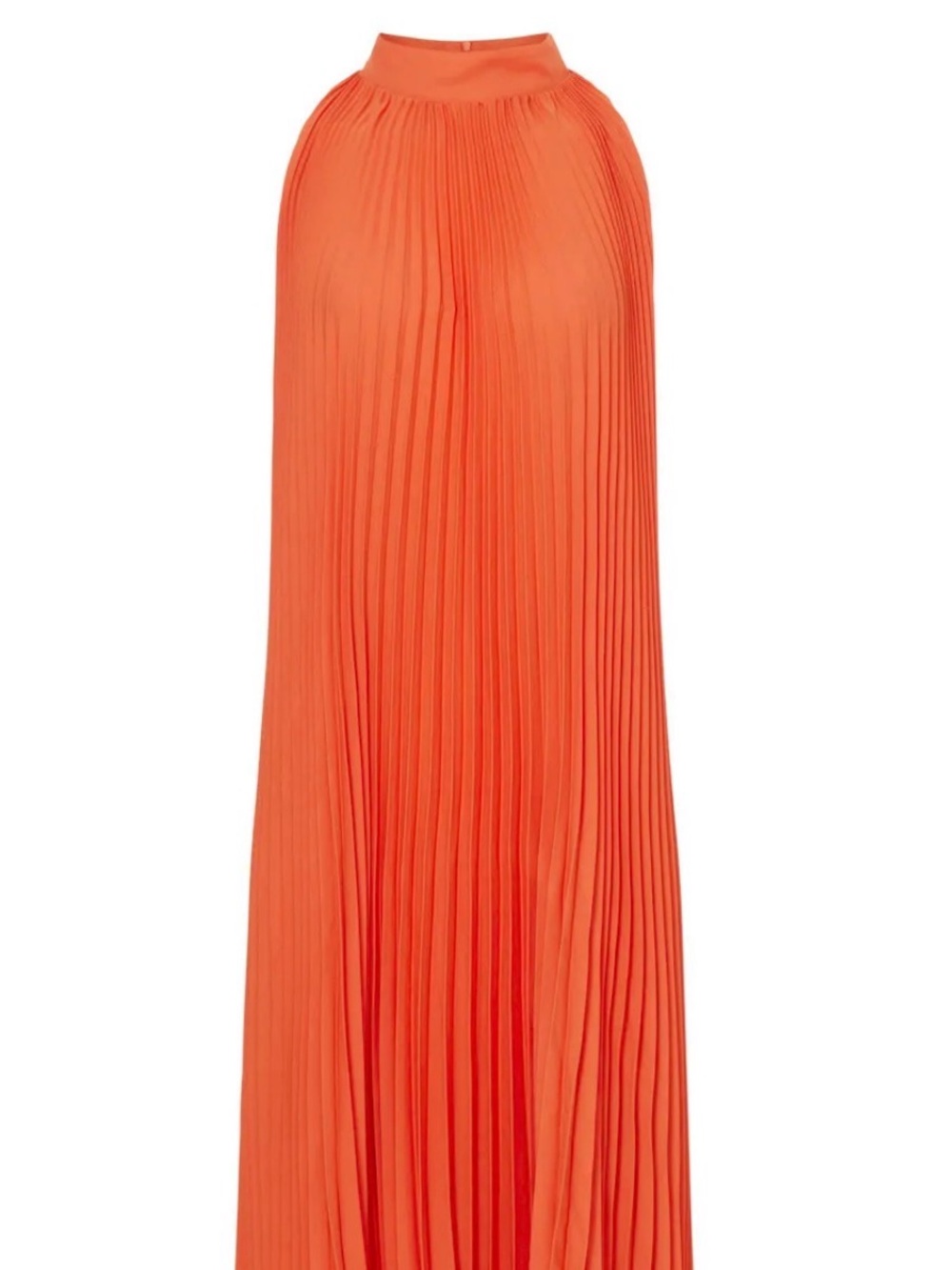 Halter-Neck Pleated Maxi Dress in Vibrant Orange